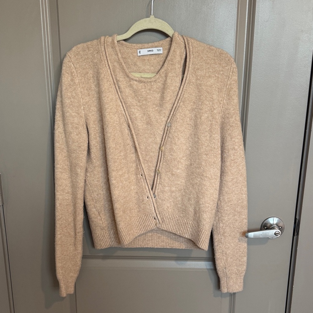 Mango Women's Beige Cardigan Sweater